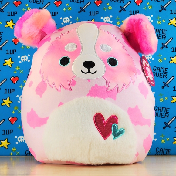 Squishmallow Magnis the Australian Shepherd Dog 14" Valentine's Day Plush - Picture 1 of 6
